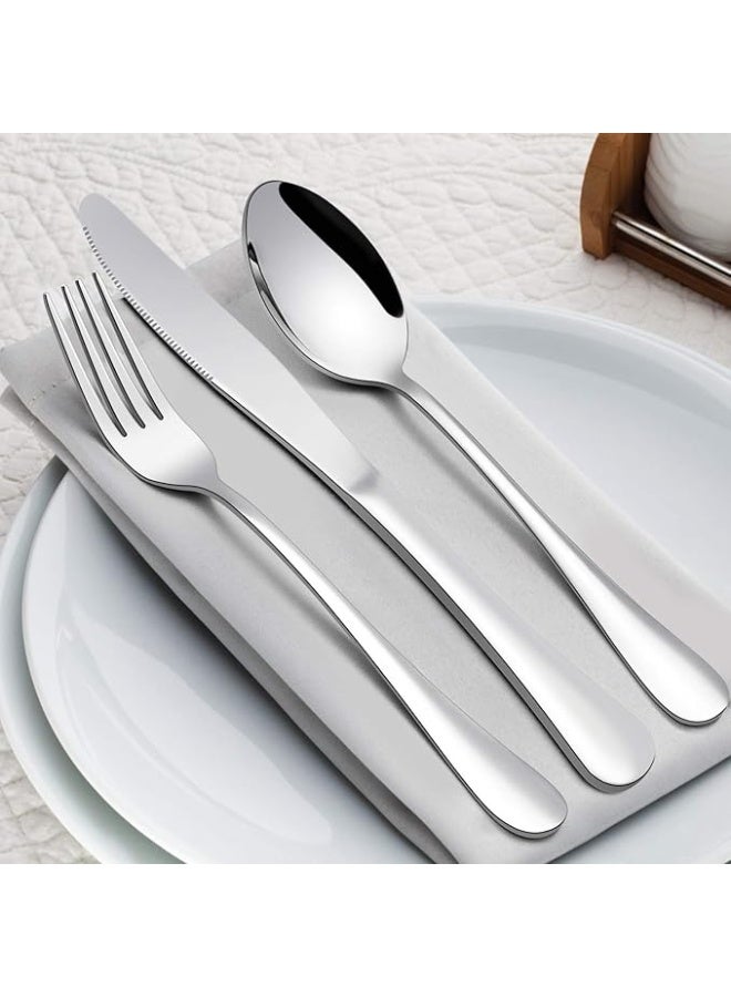 SOL Cutlery Set, 410 Stainless Steel 24 Piece Cutlery Set for 6 People, Flatware Silverware Set with Knife Fork Spoon, Elegant Tableware for Daily Use/Christmas, Mirror Finished. Dishwasher Safe - Image 2