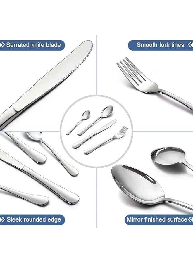 SOL Cutlery Set, 410 Stainless Steel 24 Piece Cutlery Set for 6 People, Flatware Silverware Set with Knife Fork Spoon, Elegant Tableware for Daily Use/Christmas, Mirror Finished. Dishwasher Safe - Image 4