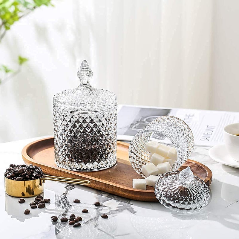 BLISSBORN Crystal Glass Jar With Lid Decorative Jar Mini Jewelry Box Colourful Jar Decor For Bathroom Pantry Kitchen Living Room Mukhwas Jar Cookie Jar Pack Of 2 - Image 5