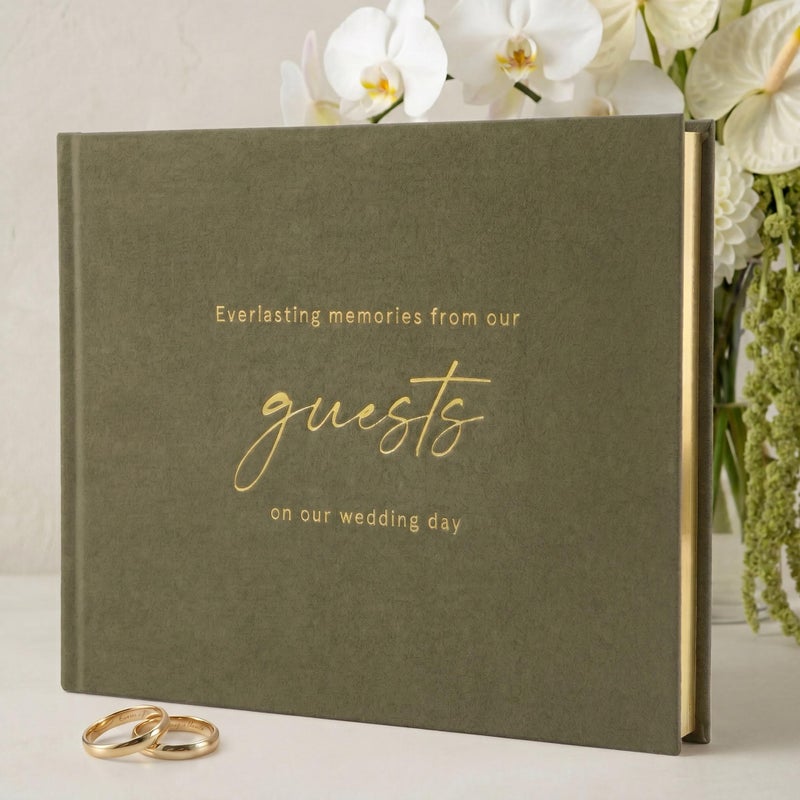 ZICOTO Beautiful Wedding Guest Book for Your Wedding Reception Simply Elegant Velvet Guestbook to Sign in and Add Polaroid Photos The Perfect Bridal Shower Guest Book for The Special Day - Image 2