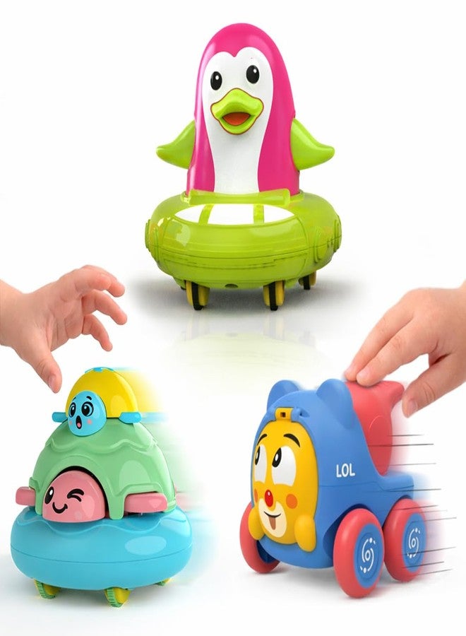 Innovitoy Friction Powered Toy Pack of 3 for Kids with Topsy Turtle, Penguin & Carnival Car Characters with Whistle,Best Gift for Kids, 3+ Years - Image 1