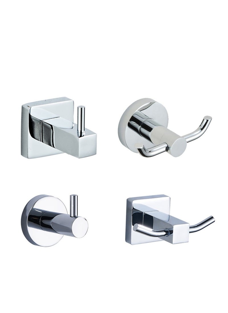Loquat Stainless Steel Chromed Clothes Hooks Set of 4 