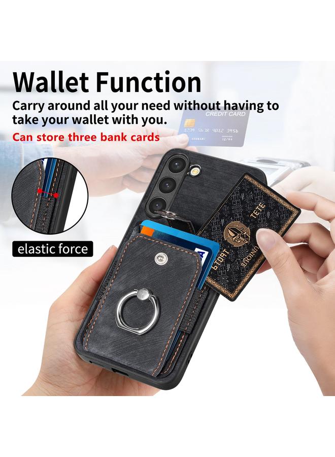 S-TOP Case For Samsung Galaxy S20+ Retro Skin-feel Ring Card Wallet Phone Case - Image 4
