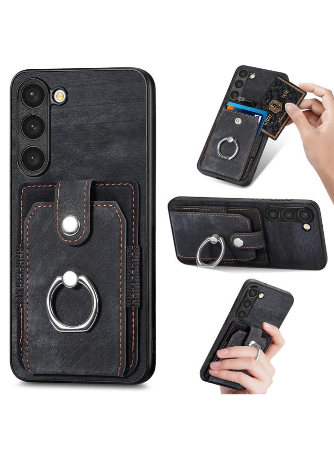 S-TOP Case For Samsung Galaxy S20+ Retro Skin-feel Ring Card Wallet Phone Case - Image 1