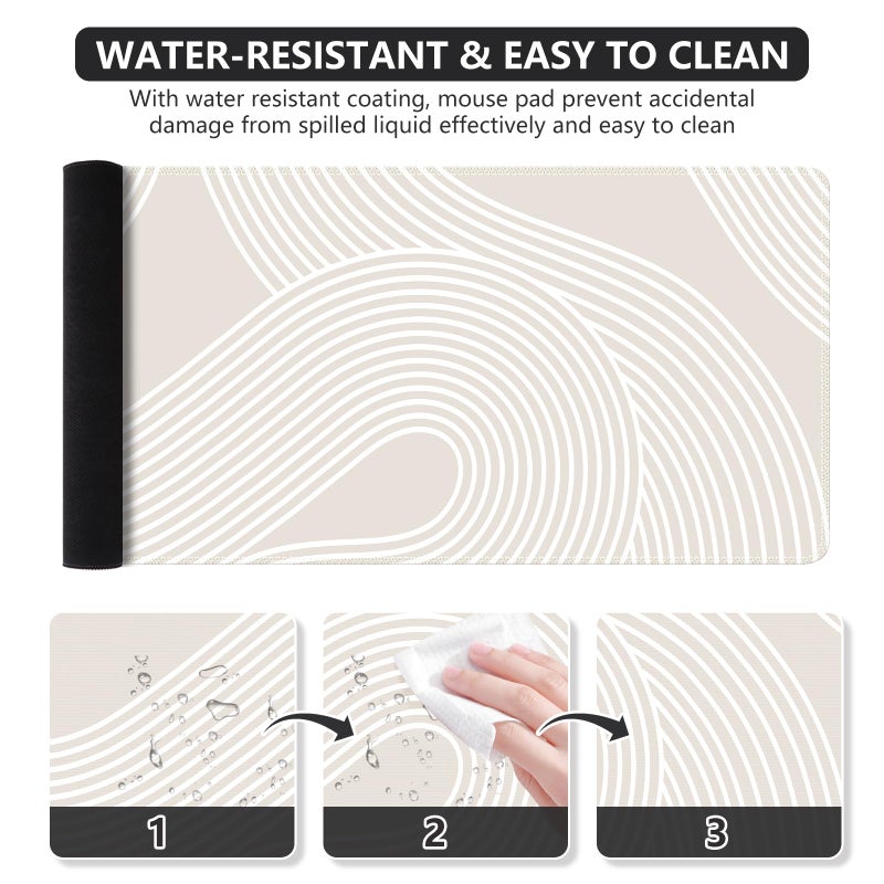 iCasso Big Desk Pad, XXL Extended Gaming Mouse Pad, Large Mouse Pad for Desk Rubber Base Mousepad with Stitched Edges, Keyboard Mouse Mat for Work, Game, Office, Home, Lines - Image 4