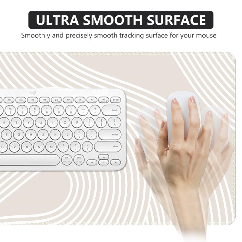 iCasso Big Desk Pad, XXL Extended Gaming Mouse Pad, Large Mouse Pad for Desk Rubber Base Mousepad with Stitched Edges, Keyboard Mouse Mat for Work, Game, Office, Home, Lines - Image 5