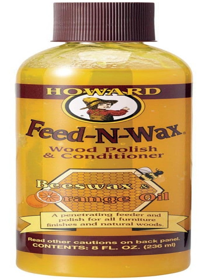 Howard Products Feed-N-Wax Wood Polish & Conditioner, 8 oz, Orange - Image 1