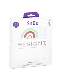 Snuz Pack of 2 Pod Moses Basket/Pram Fitted Sheet Fits Both Moses Basket And Pram, Long - Lasting Quality, Infant And Baby Toddler/ Kids, Patternrainbow, Fitted Sheet Size - 35X75Cm  - Image 2