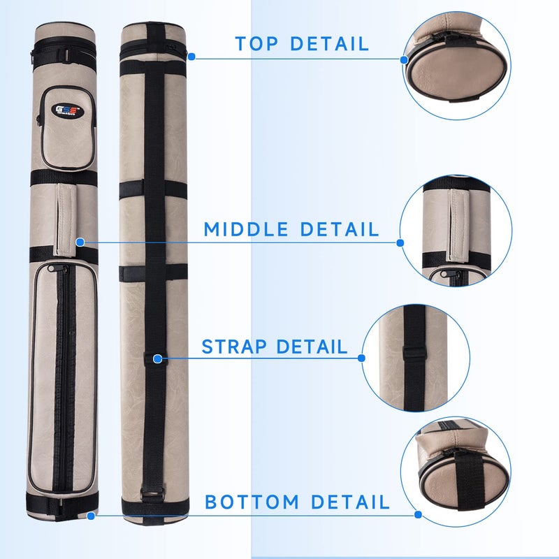 GSE Games & Sports Expert 2x2 Deluxe Hard Billiard Pool Cue Stick Carrying Case, Billiard Cue Case, Billiards Accessories (Oval - Grey) - Image 3
