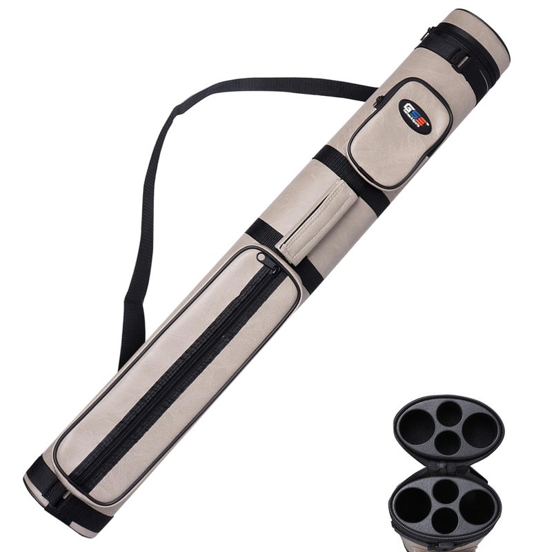 GSE Games & Sports Expert 2x2 Deluxe Hard Billiard Pool Cue Stick Carrying Case, Billiard Cue Case, Billiards Accessories (Oval - Grey) - Image 1