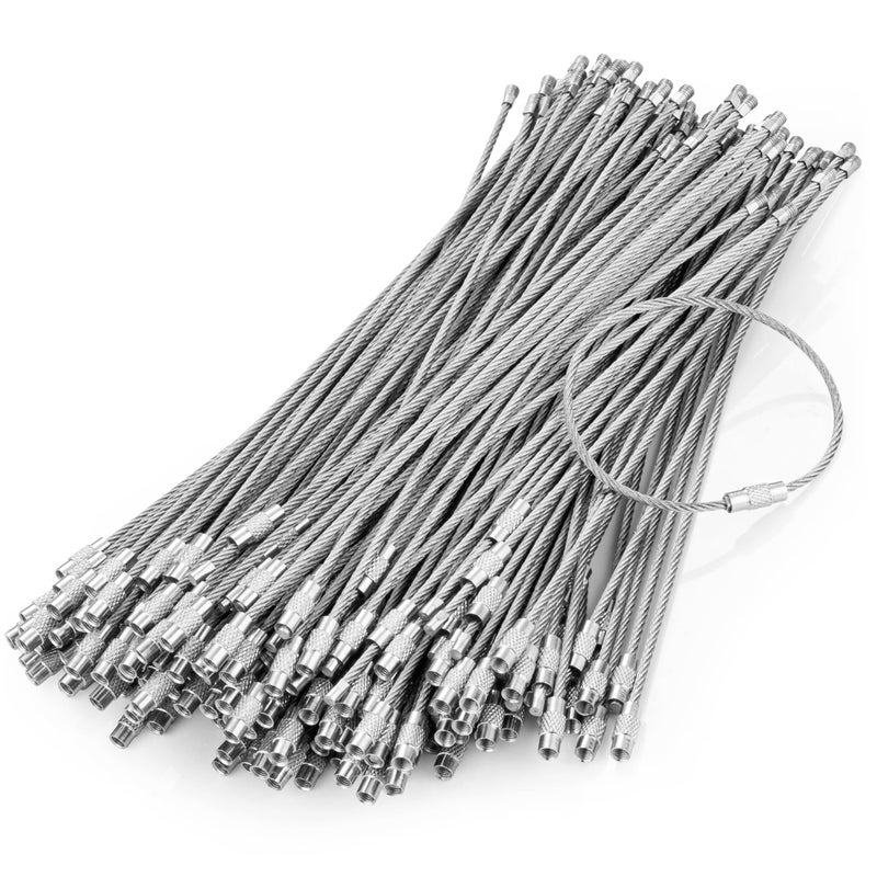 BlueCosto - Wire Keychain Cable - 10 PK, 6.7â€ / 17cm - 2mm Thick Stainless Steel Keyring Wire Loops - Secure Screw Lock for Hanging Luggage Tags & Organizing Keys - Image 1