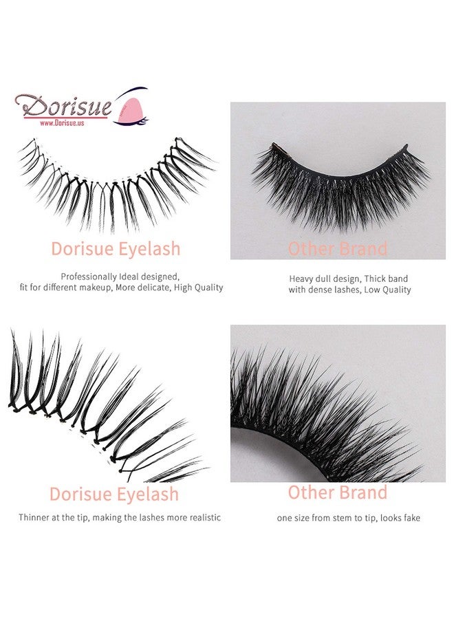 Dorisue 3D False Eyelashes Extensions 3 Black And Brown Mink Lashes Strip With Volume Eyelashes Pack For Women'S Makeup Handmade Soft 4 Lashes Pack - Image 5