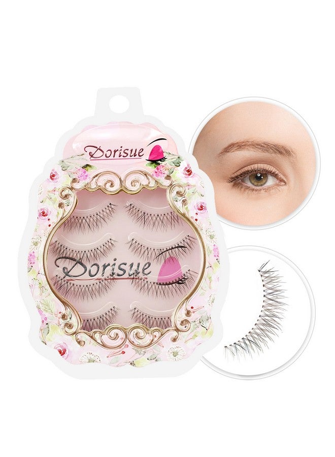 Dorisue 3D False Eyelashes Extensions 3 Black And Brown Mink Lashes Strip With Volume Eyelashes Pack For Women'S Makeup Handmade Soft 4 Lashes Pack - Image 2