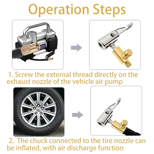 Fapiwen Universal Air Pump Nozzle for Inflator, Fapiwen Lock On Air Chuck Tire Inflator with Air Release Valve, Car Air Pump Thread Nozzle Adapter, Portable No Leakage Replacement Hose Adapter - Image 5