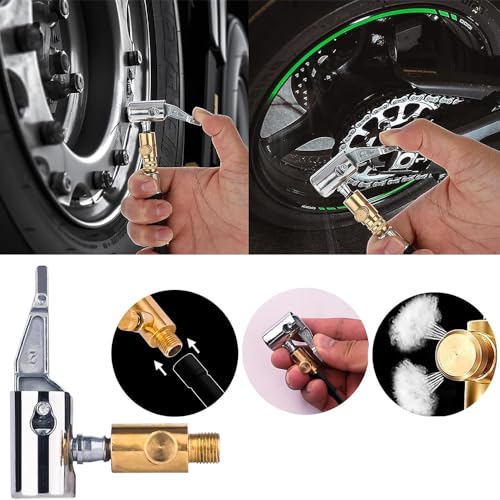 Fapiwen Universal Air Pump Nozzle for Inflator, Fapiwen Lock On Air Chuck Tire Inflator with Air Release Valve, Car Air Pump Thread Nozzle Adapter, Portable No Leakage Replacement Hose Adapter - Image 4