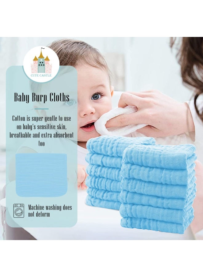 Cute Castle Cute Castle 12 Pack Muslin Burp Cloths for Baby - Ultra-Soft 100% Cotton Baby Washcloths - Large 20'' by 10'' Super Absorbent Milk Spit Up Rags - Burpy Cloths for Unisex, Boy, Girl - Aquamarine - Image 3