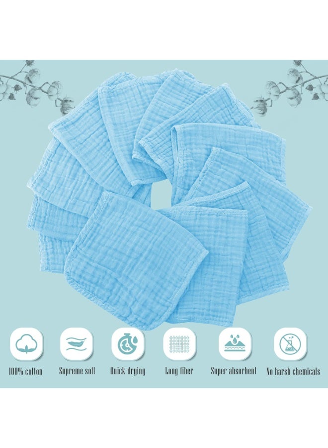 Cute Castle Cute Castle 12 Pack Muslin Burp Cloths for Baby - Ultra-Soft 100% Cotton Baby Washcloths - Large 20'' by 10'' Super Absorbent Milk Spit Up Rags - Burpy Cloths for Unisex, Boy, Girl - Aquamarine - Image 4
