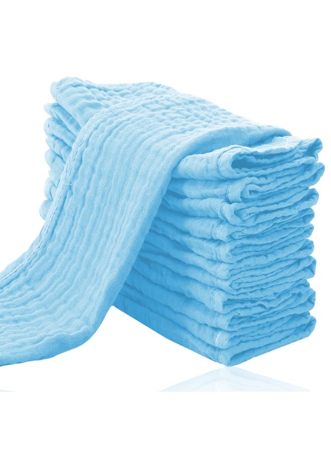 Cute Castle Cute Castle 12 Pack Muslin Burp Cloths for Baby - Ultra-Soft 100% Cotton Baby Washcloths - Large 20'' by 10'' Super Absorbent Milk Spit Up Rags - Burpy Cloths for Unisex, Boy, Girl - Aquamarine - Image 1