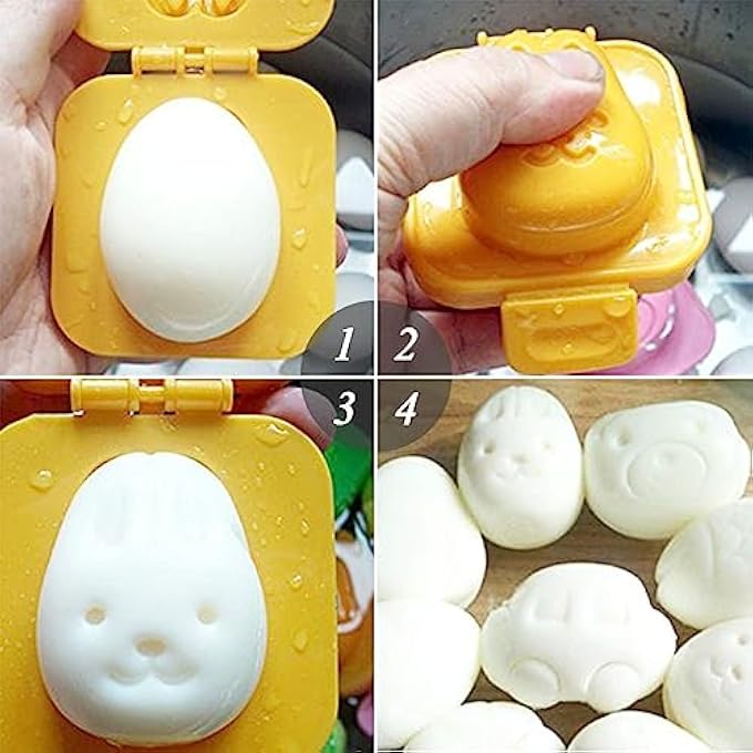 RAYYAN 6Pcs Egg Rice Mold Hard Boiled Egg Mold Fish Car Heart Shape Onigiri Mold Rice Ball MakerFondant Cake Pop Decorating Tool Fun Cookery Kitchen Gadgets - Image 4
