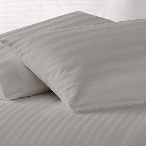 Daksh Sateen Stripe 300 TC Cotton Pillow Cover, 17 x 27 inch, Grey, 2 Pieces - Image 2