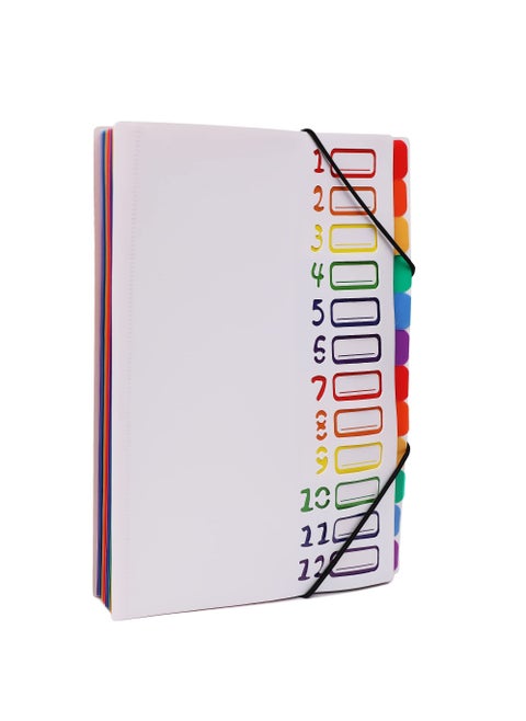 SYOSI Expanding File Folder, File Organizer with Labels Colored Filing Folder Designed for Office School, 24 Pocket Large Size Hold 240 Sheets (White Cover)