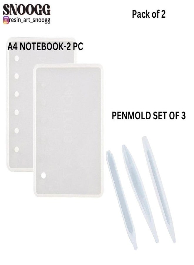 SNOOGG Pack of 3 Combo of 2Pc of A4 Size Notebook and 3Pc Penmold Mold for Silicone Epoxy Resin Casting, DIY Project, Dairy, Secret Dairies Personal daires - Image 2