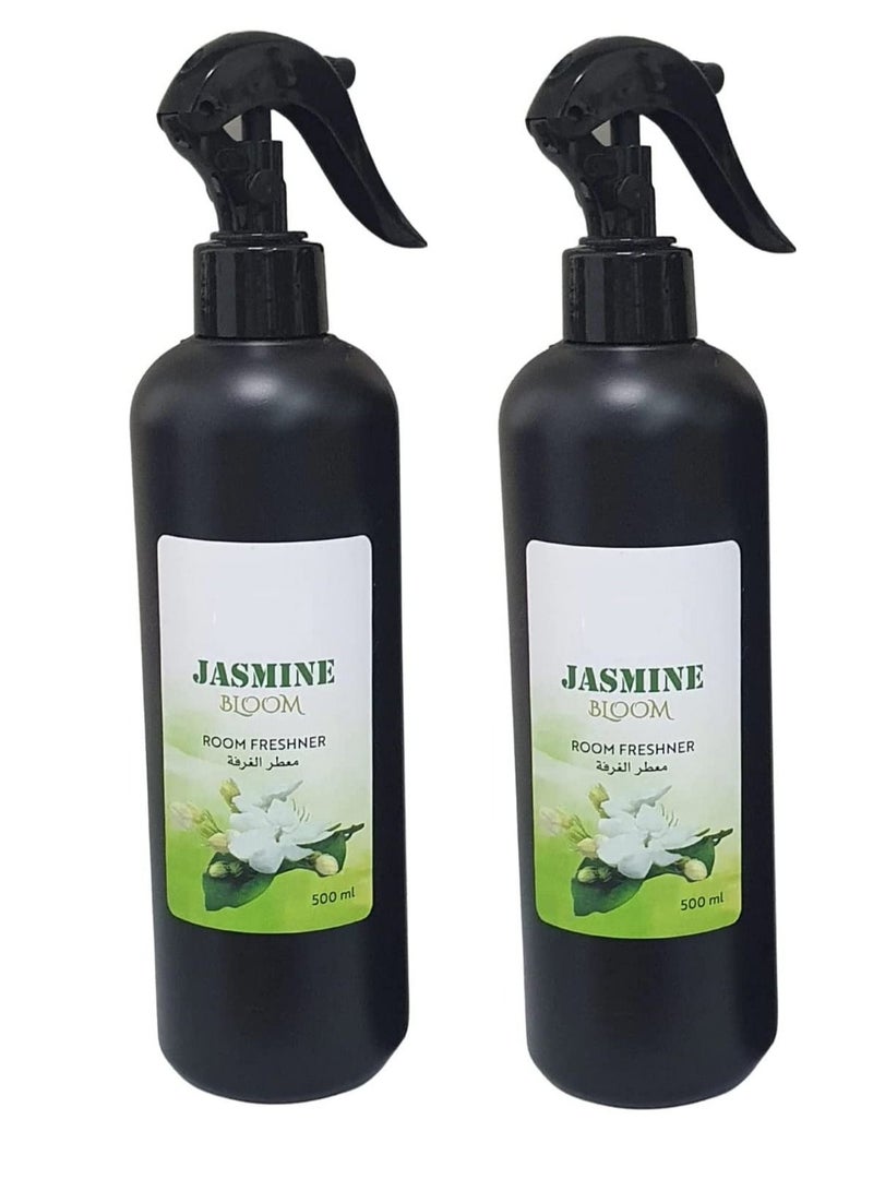 Jasmine Bloom Room Freshener For Home and Office, Air Freshener Blended With Jasmine Odor Eliminator for Pillows, Bedsheet, Carpet 500Ml (2 Pack) - Image 1