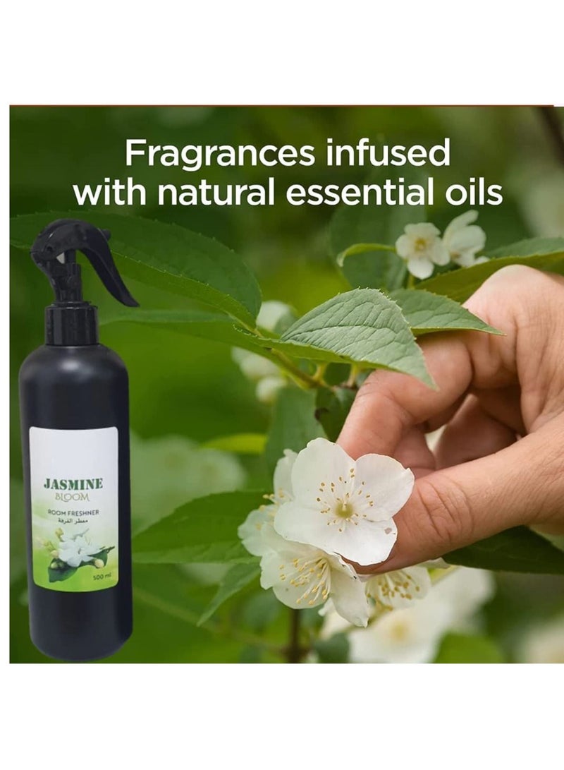 Jasmine Bloom Room Freshener For Home and Office, Air Freshener Blended With Jasmine Odor Eliminator for Pillows, Bedsheet, Carpet 500Ml (2 Pack) - Image 2