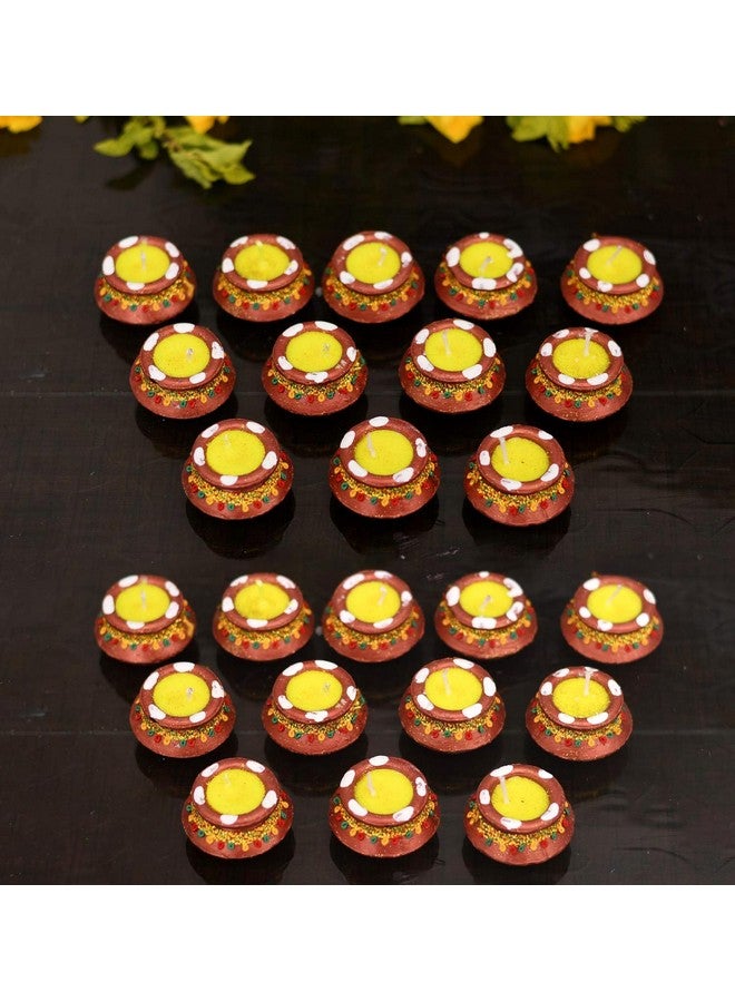 Collectible India 24 Matki Diya for Puja Diwali Decoration Terracotta Clay Diyas Tealight Candles Christmas Xmas Decoration Items for Home (Set of 24) - Image 1