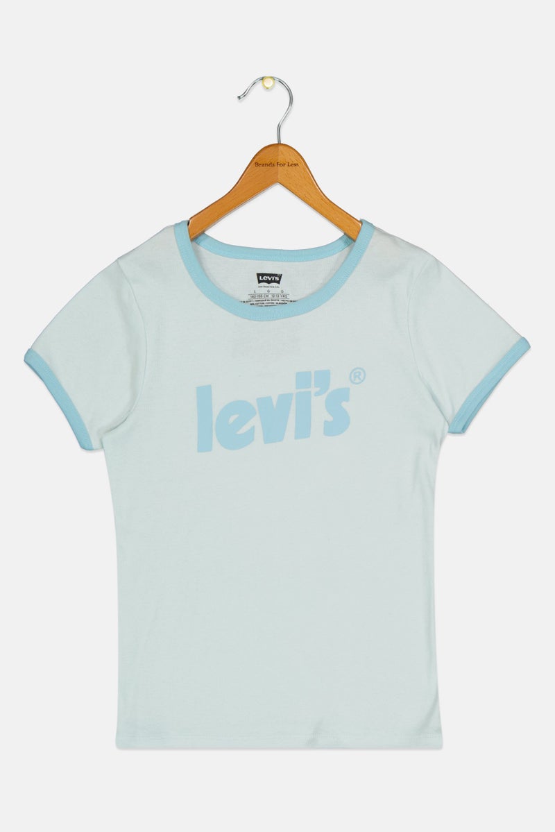 Levi's Toddlers Girl Brand Logo Short Sleeve T-Shirt, Light Blue - Image 1