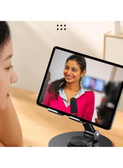 VIO Foldable Adjustable Aluminum Metal Mobile Phone Holder for Desk with 360 Degree Rotation Stand Stable Sturdy Anti Slip Compatible with Smart Phones iPhone for Home Office Desk Travel Desktop Phone Stand 360° Rotating Metal Phone Holder Non Slip Desk Phone Stand  - Image 5