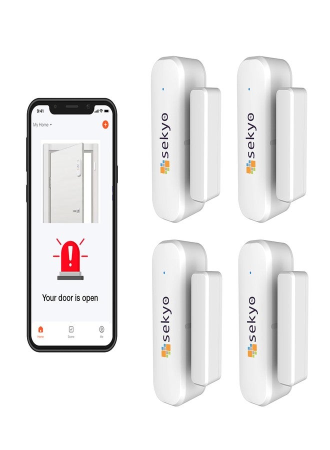 Sekyo WiFi Smart Door Alarm Sensor | Wireless Magnetic Home Security System with Real-Time App Notifications | Easy Installation | Smart WiFi Connectivity for Door & Window (Pack of 4) - Image 1