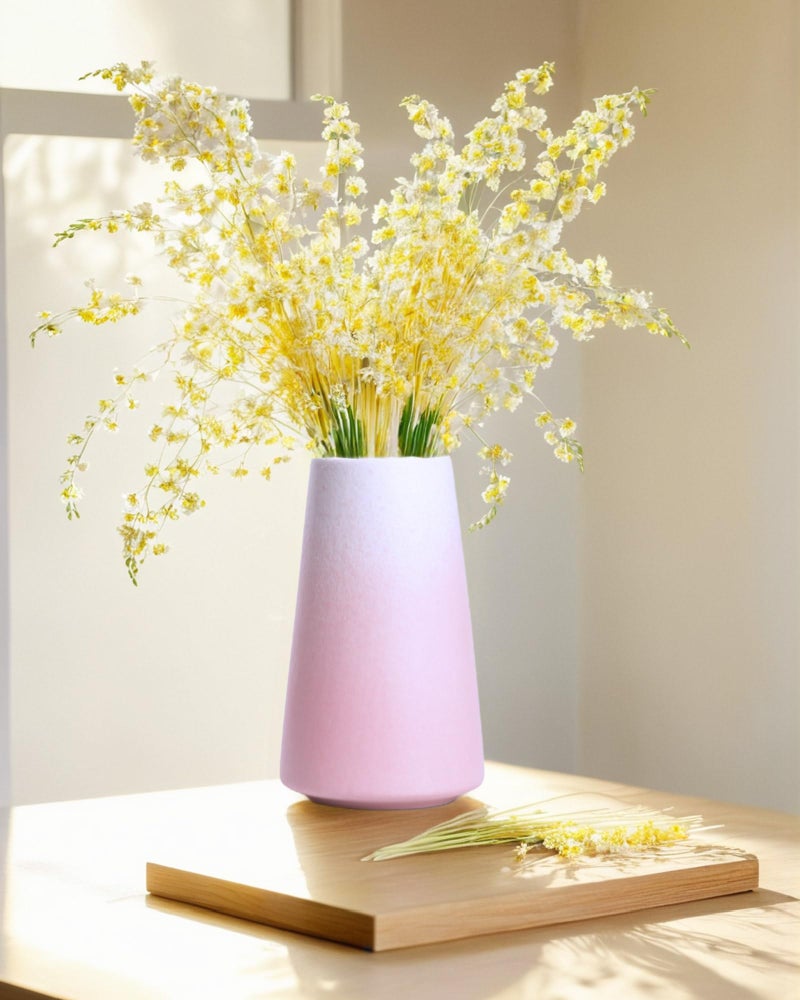 HUBUISH Pink Vase - 6" Pink Ceramic vase for Flower, Cute Modern Vases for Home Decor, Minimalist vases for Centerpieces, Living Room,Bedroom or Gift - Image 4