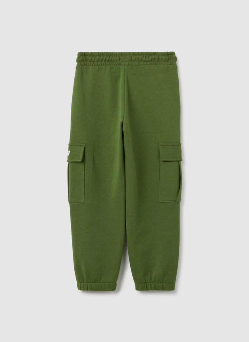 Ovs CHILDREN'S GREEN COTTON TROUSERS REGULAR FIT