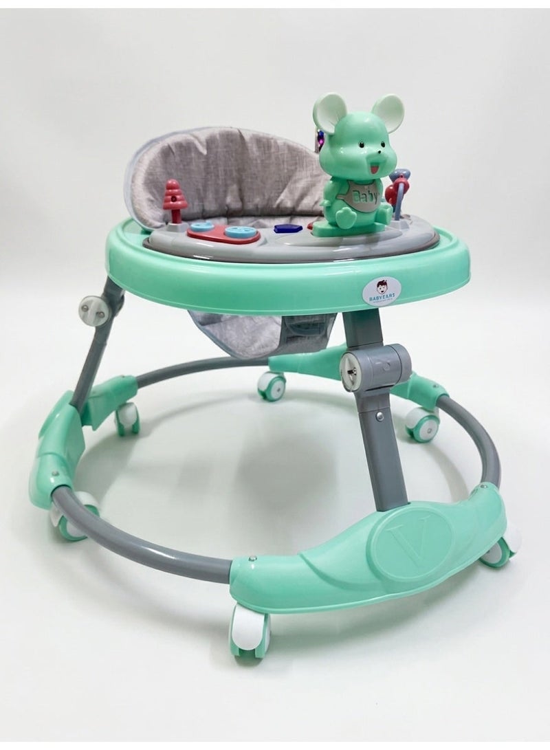 BABYCARA Foldable Compact Baby Walker With Music Round  O-Walker 4 Seat Height Adjustable - Image 1