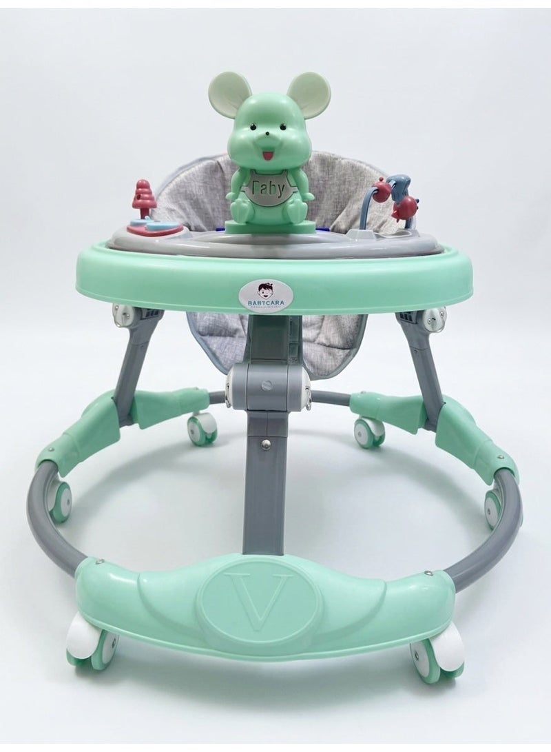BABYCARA Foldable Compact Baby Walker With Music Round  O-Walker 4 Seat Height Adjustable - Image 2