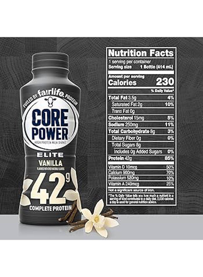 Fairlife فيرلايف كور باور هاي بروتين ميلك شيك إيليت فانيلا 414 مل، مع 42 ج بروتين، 1X6 باك - Image 3