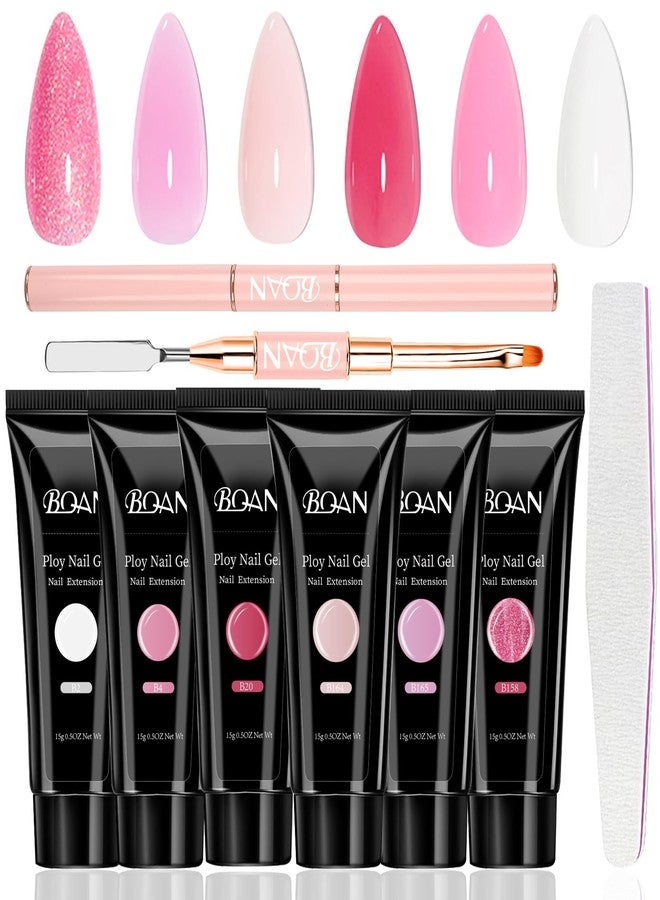 BQAN Poly Nail Gel Kit - 6 Colors Builder Gel for Long-Lasting Nail Extensions | 15ml Each | Salon-Quality DIY & Home Use | Low Odor - Image 1