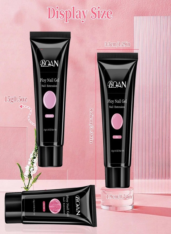 BQAN Poly Nail Gel Kit - 6 Colors Builder Gel for Long-Lasting Nail Extensions | 15ml Each | Salon-Quality DIY & Home Use | Low Odor - Image 2