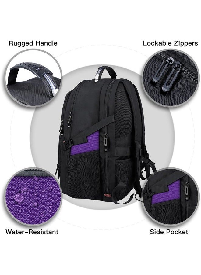 ANTERK Travel Backpack, 18.4 Inch Laptop Backpacks for Men Women with USB Port, 55L Anti Theft Water Resistant College Bussiness TSA Airline Approved Work Computer Backpack, Purple - Image 3