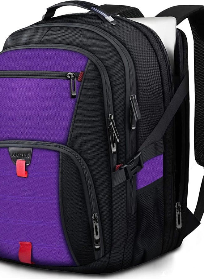 ANTERK Travel Backpack, 18.4 Inch Laptop Backpacks for Men Women with USB Port, 55L Anti Theft Water Resistant College Bussiness TSA Airline Approved Work Computer Backpack, Purple - Image 1