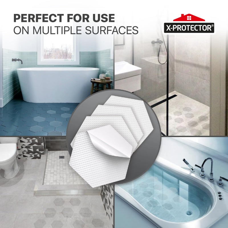 X-Protector Bathtub Non Slip Stickers - 24 PCS Pack 3.15" - Clear Anti Slip Shower Stickers - Premium Shower Adhesive Strips - Self Adhesive Bathtub Non Slip Decals - Prevent Unexpected Slipping! - Image 5