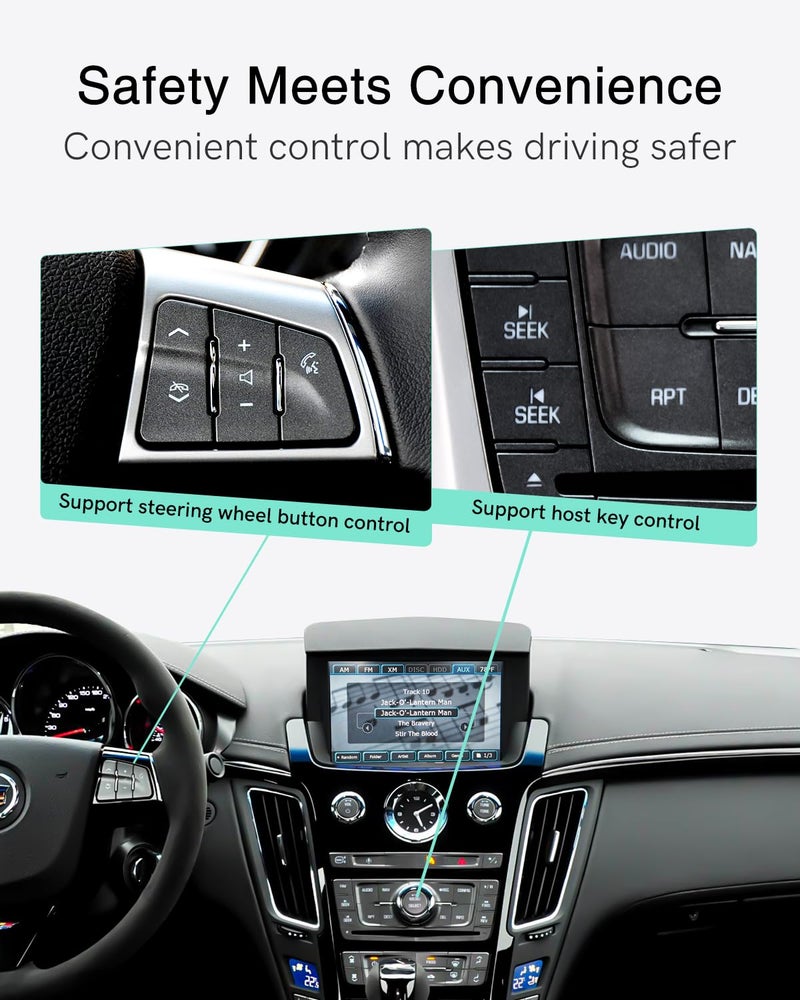 CHOOCL Car Bluetooth Adapter Compatible for 2008-2012 Cadillac CTS with AUX+USB Port,High-Resolution Audio Bluetooth Receiver iPod Music Sourse - Image 3