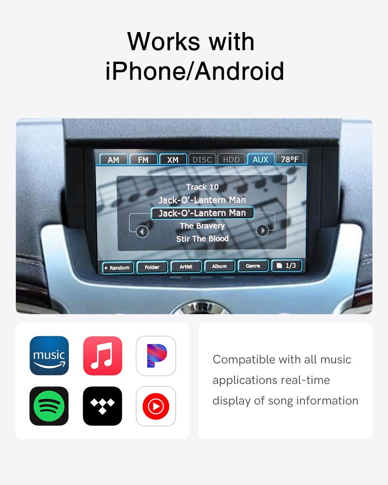CHOOCL Car Bluetooth Adapter Compatible for 2008-2012 Cadillac CTS with AUX+USB Port,High-Resolution Audio Bluetooth Receiver iPod Music Sourse - Image 2
