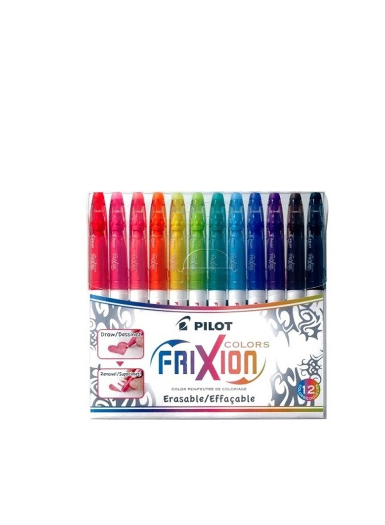 Pilot Frixion Colors Erasable Marker - 12 Color set/Value set Which Attached the Eraser Only for Friction - Image 1