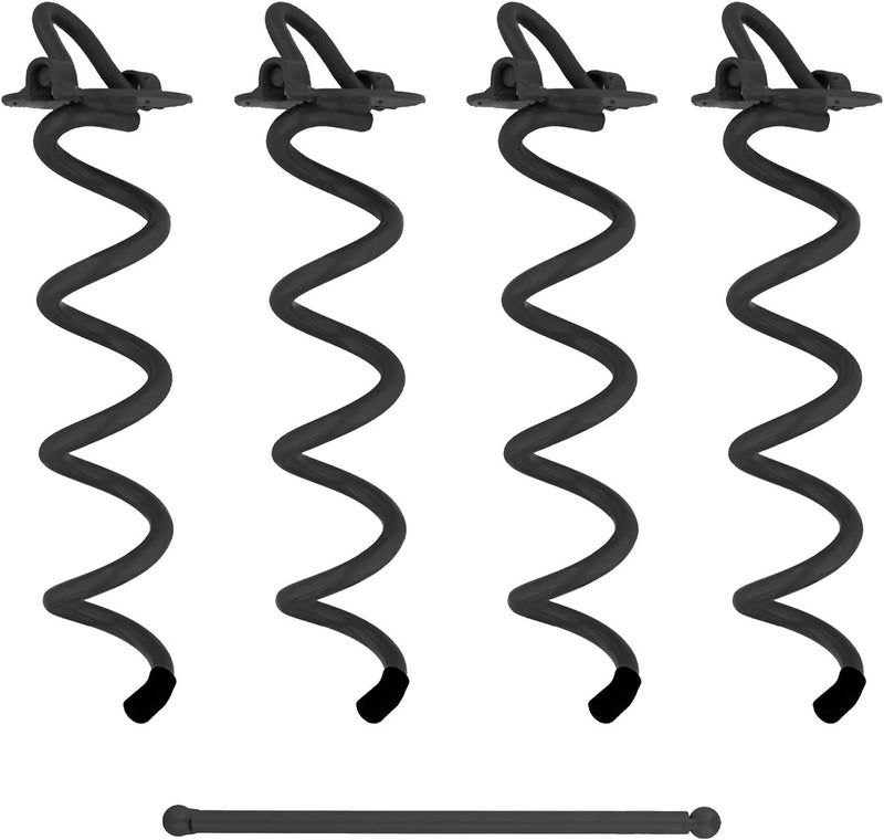 7Penn Spiral Ground Anchors - 10 Inch Tent Stakes Heavy Duty Ground Screw Anchor Twist Stakes, 4 Pack - Image 1
