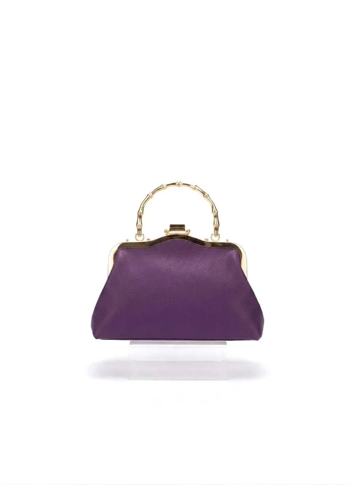 Viny Purple Viny Women's Statement Crystal Frame Clutch – Gemstone Embellished with Metal Ring Handle for Women | Best Price UAE