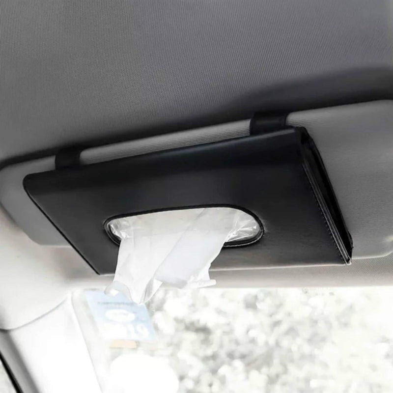 Joyindecor Visor Tissue Box Holder  PU Leather Van Truck Vehicle Car Tissues Case Dispenser for Backseat and Sun Visor Refill Paper Included Black