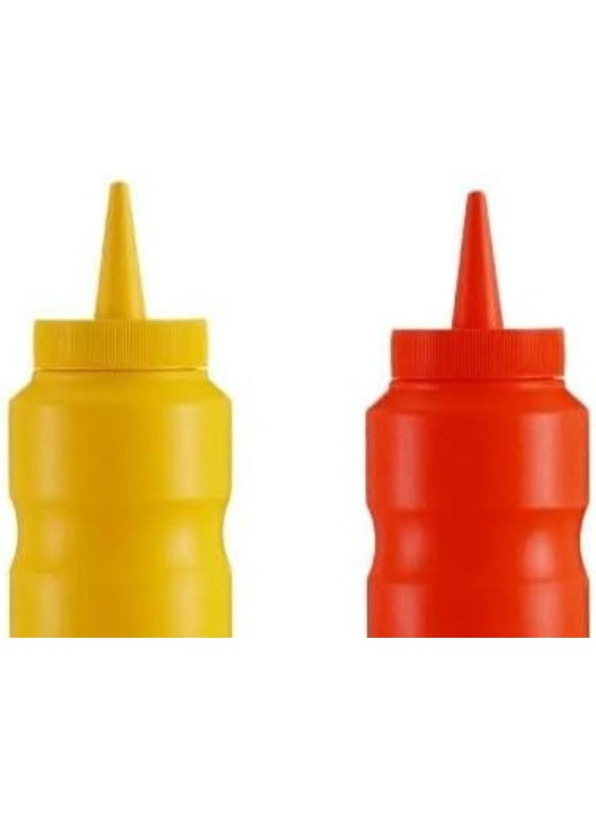 هابي هوم عبوة من زجاجتين كاتشب ومسطردة فارغة مصنوعة من البلاستيك - قابلة لاعادة الملئ - سهلة الاستخدام مناسبة للمطبخ ولوازم المطعم وشاحنات تقديم الطعام صلصة الشواء، الحرف اليدوية 450 مل (أصفر- أصفر) - Image 4