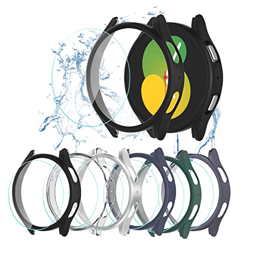 HASDON [6+6Pack Case and Screen Protector for Samsung Galaxy FE/Galaxy Watch 5/ Galaxy Watch 4 40mm, Bubble Free Tempered Glass Screen Protector + Waterproof Matte Hard PC Bumper Cover - Image 1